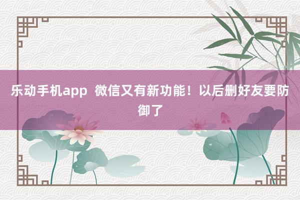 乐动手机app  微信又有新功能！以后删好友要防御了