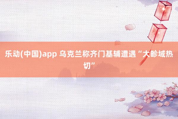 乐动(中国)app 乌克兰称齐门基辅遭遇“大畛域热切”