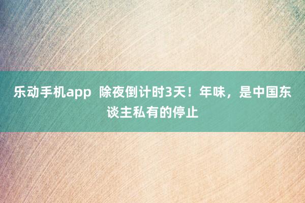 乐动手机app  除夜倒计时3天！年味，是中国东谈主私有的停止