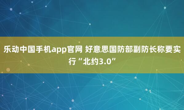 乐动中国手机app官网 好意思国防部副防长称要实行“北约3.0”