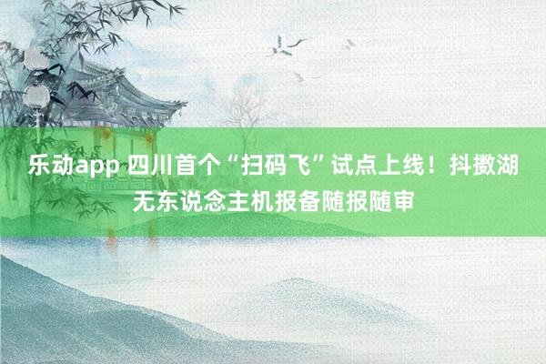 乐动app 四川首个“扫码飞”试点上线！抖擞湖无东说念主机报备随报随审