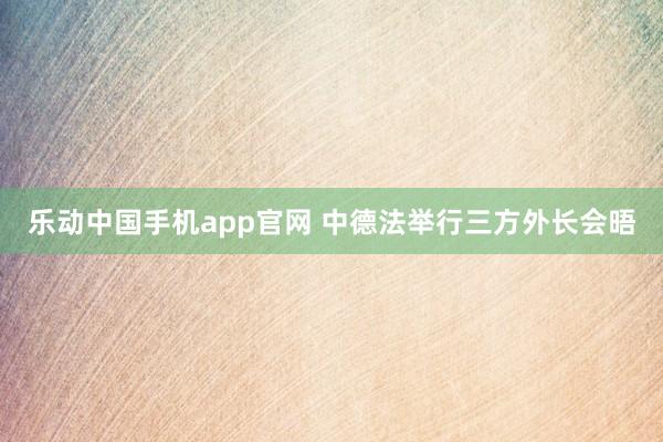 乐动中国手机app官网 中德法举行三方外长会晤