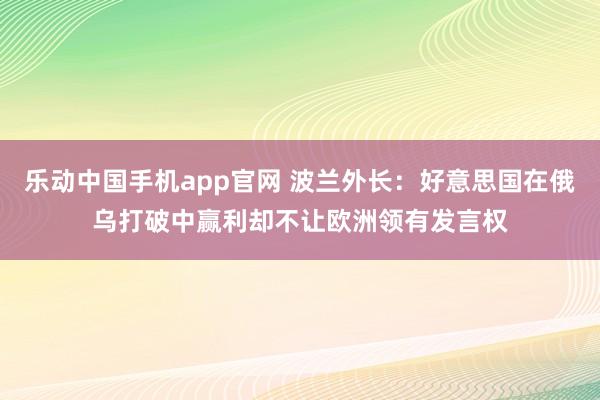 乐动中国手机app官网 波兰外长：好意思国在俄乌打破中赢利却不让欧洲领有发言权