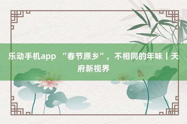 乐动手机app  “春节原乡”，不相同的年味丨天府新视界