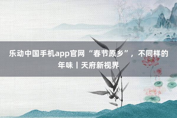 乐动中国手机app官网 “春节原乡”，不同样的年味丨天府新视界