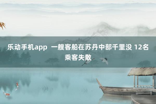 乐动手机app  一艘客船在苏丹中部千里没 12名乘客失散