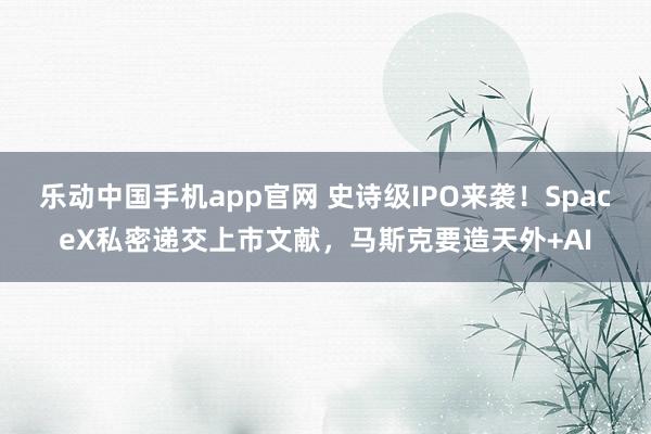 乐动中国手机app官网 史诗级IPO来袭！SpaceX私密递交上市文献，马斯克要造天外+AI