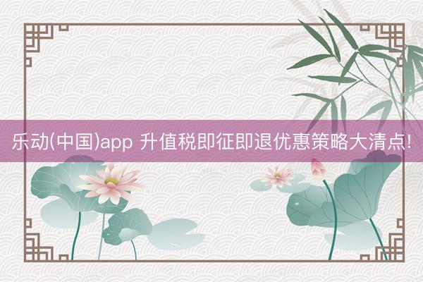 乐动(中国)app 升值税即征即退优惠策略大清点!