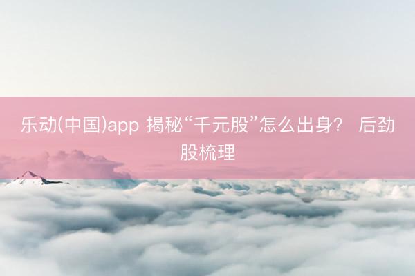 乐动(中国)app 揭秘“千元股”怎么出身？ 后劲股梳理