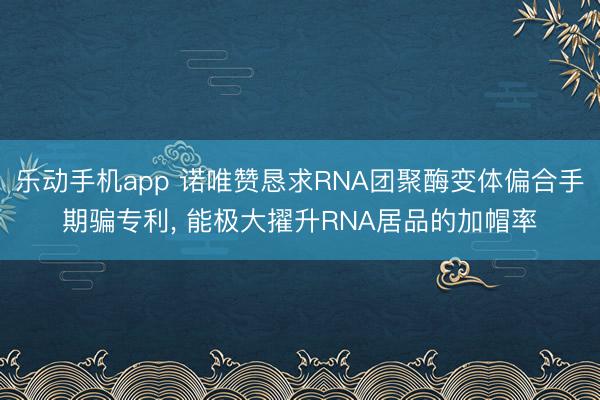 乐动手机app 诺唯赞恳求RNA团聚酶变体偏合手期骗专利， 能极大擢升RNA居品的加帽率