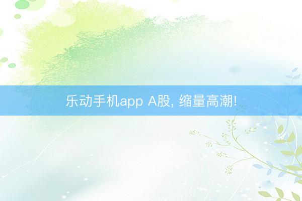 乐动手机app A股， 缩量高潮!