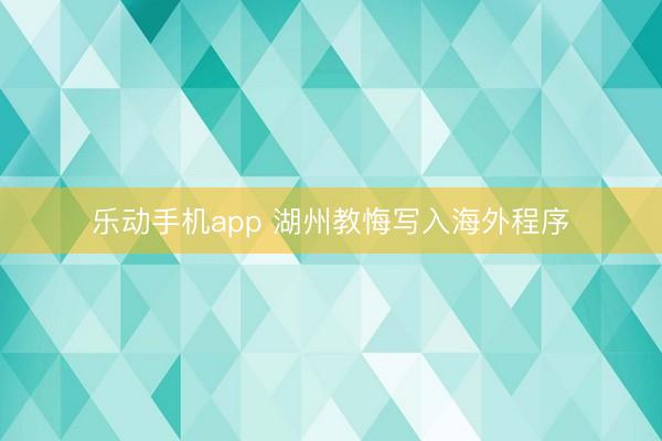 乐动手机app 湖州教悔写入海外程序