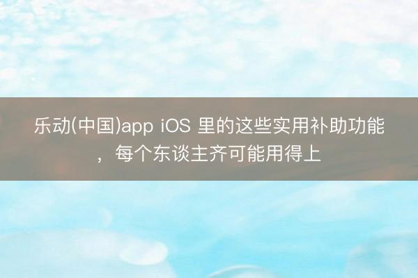 乐动(中国)app iOS 里的这些实用补助功能，每个东谈主齐可能用得上
