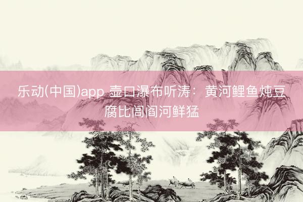 乐动(中国)app 壶口瀑布听涛:黄河鲤鱼炖豆腐比闾阎河鲜猛