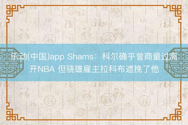乐动(中国)app Shams：科尔确乎曾商量过离开NBA 但骁雄雇主拉科布遮挽了他