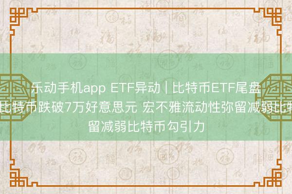 乐动手机app ETF异动 | 比特币ETF尾盘跌幅扩大 比特币跌破7万好意思元 宏不雅流动性弥留减弱比特币勾引力
