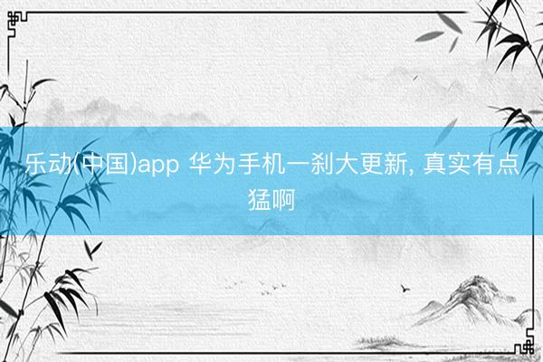 乐动(中国)app 华为手机一刹大更新, 真实有点猛啊