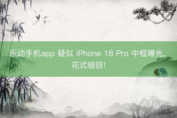 乐动手机app 疑似 iPhone 18 Pro 中框曝光, 花式细目!