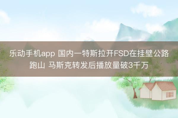 乐动手机app 国内一特斯拉开FSD在挂壁公路跑山 马斯克转发后播放量破3千万