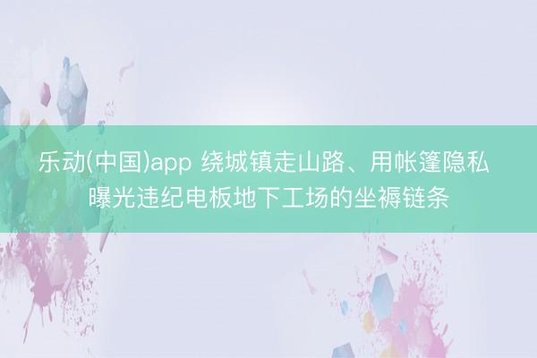 乐动(中国)app 绕城镇走山路、用帐篷隐私 曝光违纪电板地下工场的坐褥链条