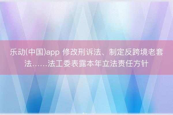 乐动(中国)app 修改刑诉法、制定反跨境老套法……法工委表露本年立法责任方针