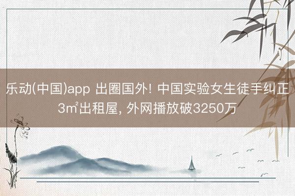 乐动(中国)app 出圈国外! 中国实验女生徒手纠正3㎡出租屋, 外网播放破3250万