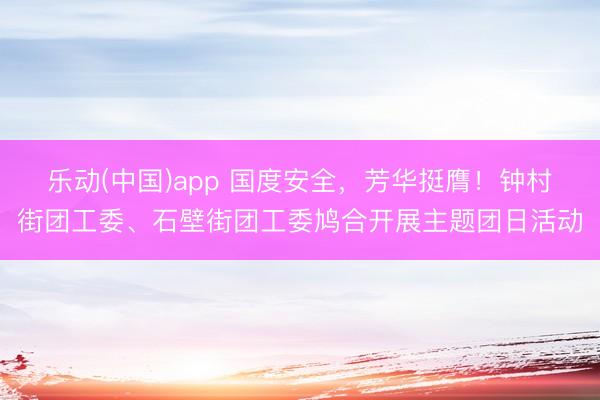 乐动(中国)app 国度安全，芳华挺膺！钟村街团工委、石壁街团工委鸠合开展主题团日活动