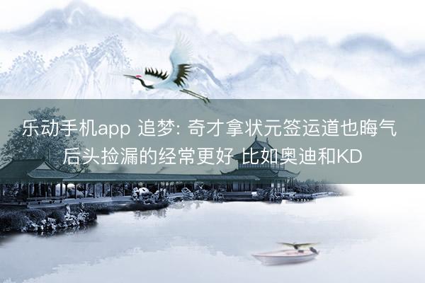 乐动手机app 追梦: 奇才拿状元签运道也晦气 后头捡漏的经常更好 比如奥迪和KD