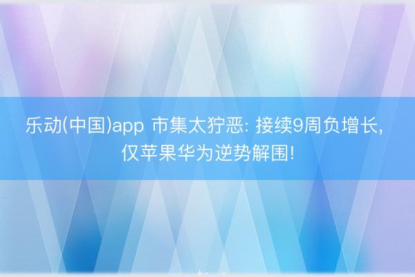 乐动(中国)app 市集太狞恶: 接续9周负增长, 仅苹果华为逆势解围!